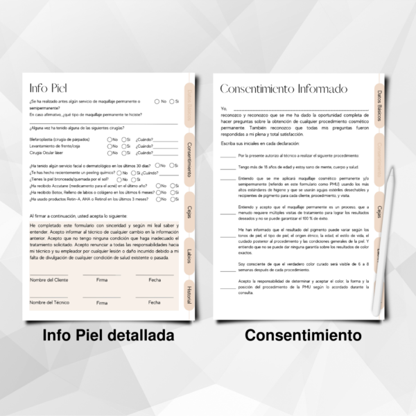 Ficha editable consentimiento informado para clientes de micropigmentación