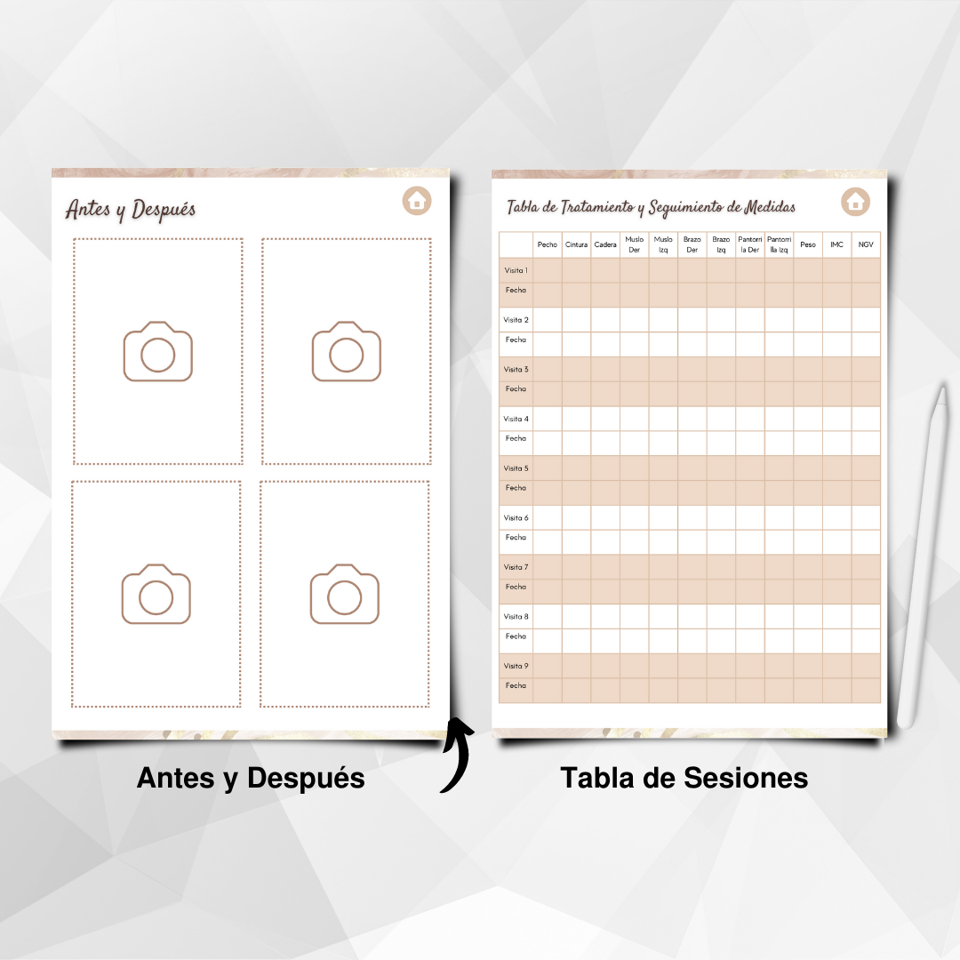 Ficha de seguimiento para tratamiento corporal