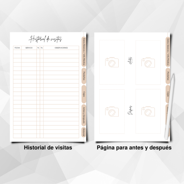 Ficha digital historial de visitas de clientes para laminación de cejas y pestañas