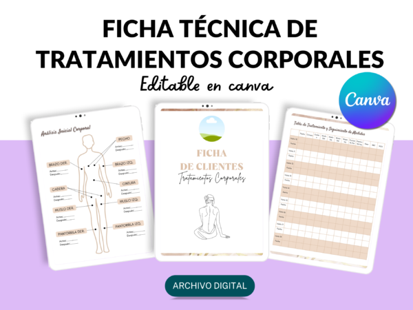 Ficha editable para tratamientos corporales canva