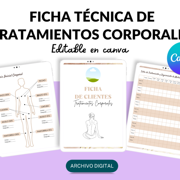 Ficha editable para tratamientos corporales canva