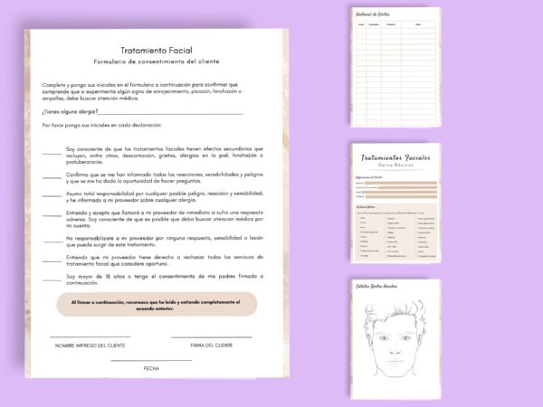 Ficha editable para tratamientos faciales canva datos
