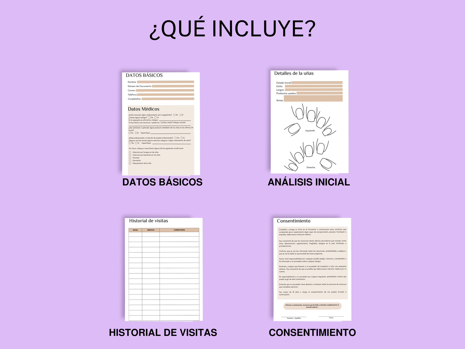 Ficha digital editable para uñas canva qué incluye