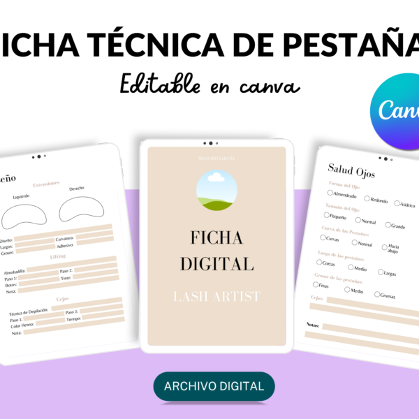 Ficha digital editable para pestañas canva