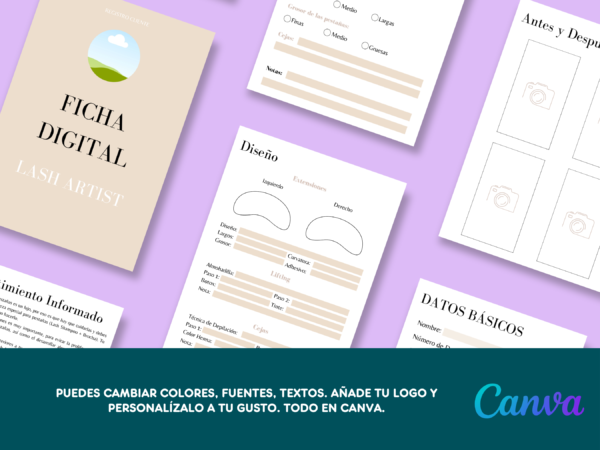 Ficha editable para tratamiento pestañas canva