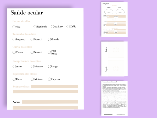 Ficha digital de cilios editável canva template