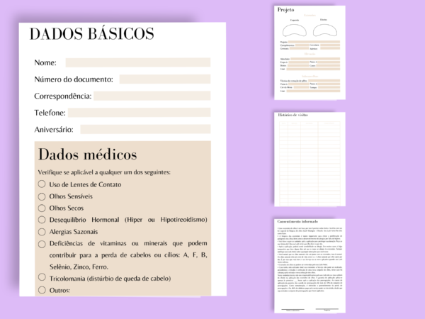 Ficha digital de cilios editável canva dados