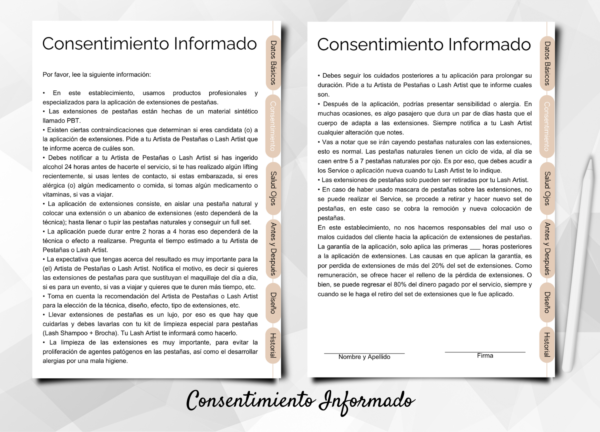 Ficha digital consentimiento informado para extensiones de pestañas