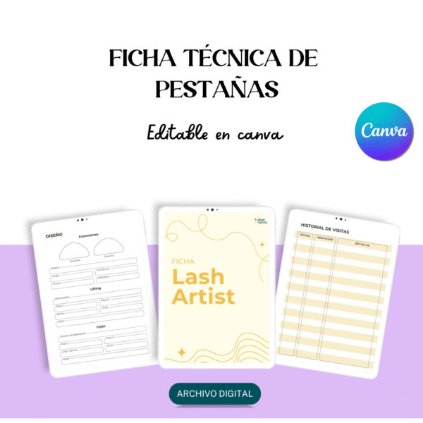 Plantilla CANVA - Ficha de Pestañas (Lifting y Extensiones)