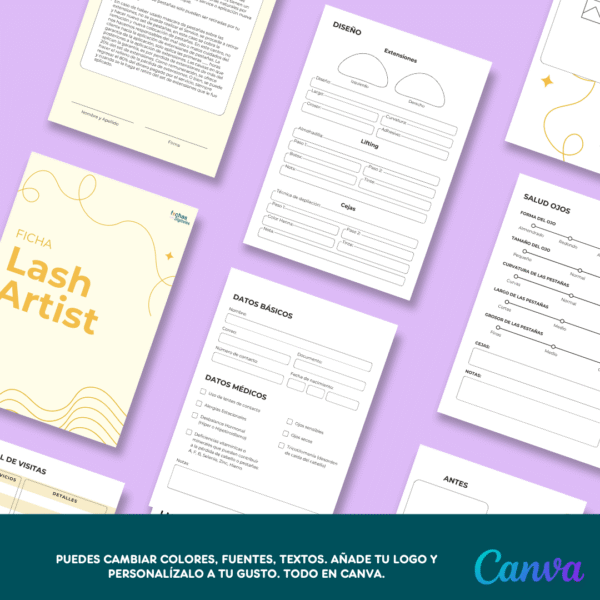 Plantilla CANVA - Ficha de Pestañas (Lifting y Extensiones) - Imagen 3