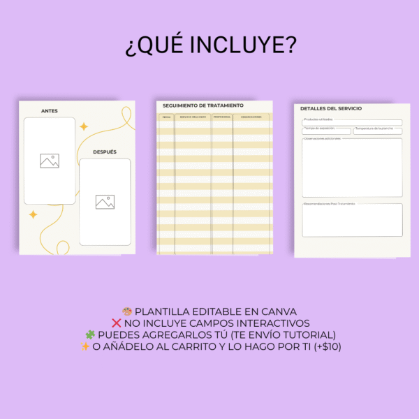 Plantilla editable CANVA - Ficha de Tratamientos Capilares - Imagen 3