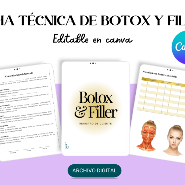 Plantilla editable CANVA - Ficha de Botox y filler