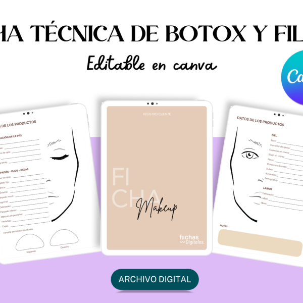 Plantilla editable CANVA - Ficha de Maquillaje