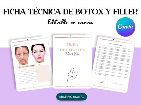 Plantilla editable CANVA - Ficha de Botox y filler