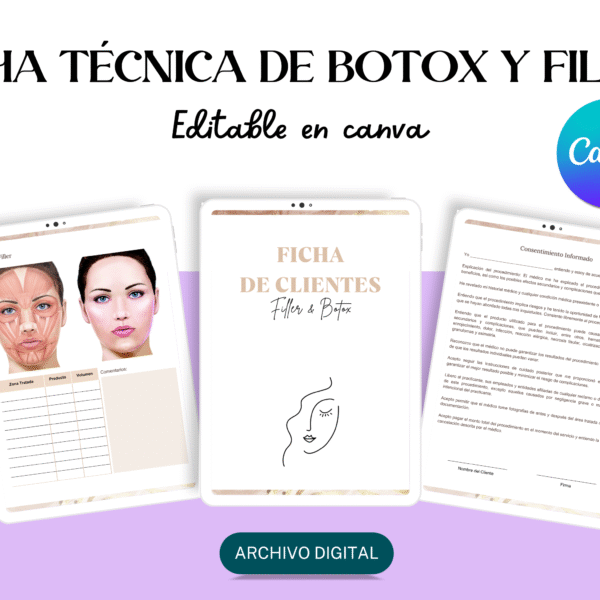 Plantilla editable CANVA - Ficha de Botox y filler