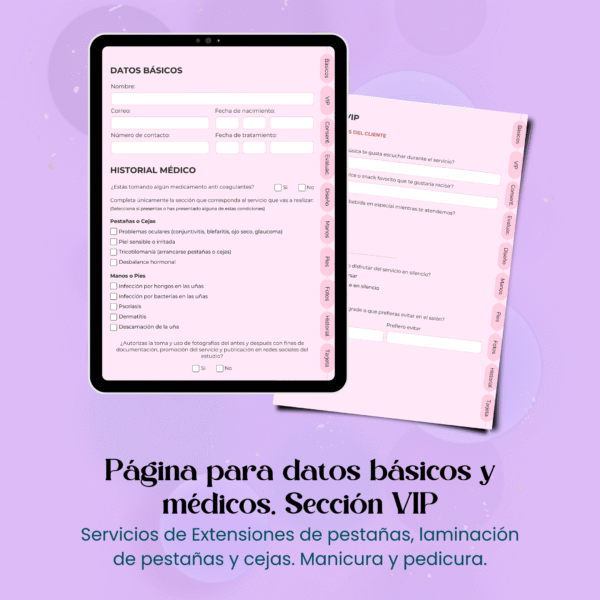 Ficha de Pestañas, cejas y uñas VIP - Imagen 2