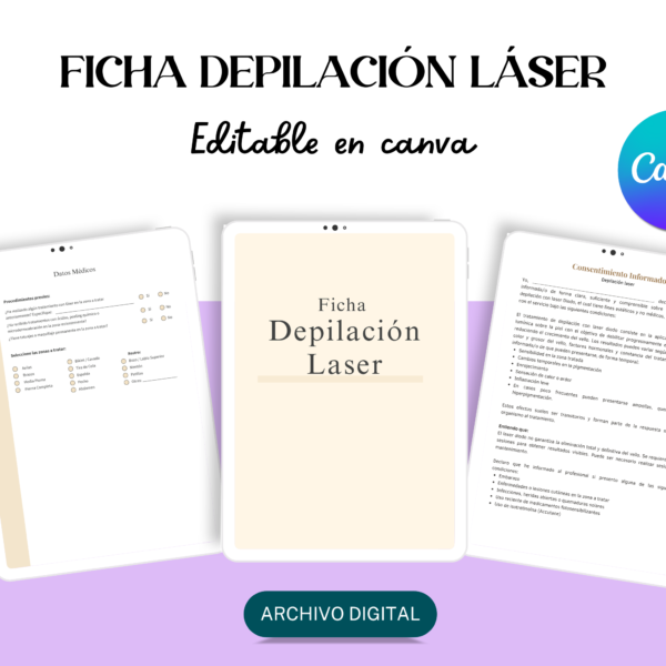 Plantilla editable CANVA - Ficha de Depilación Láser