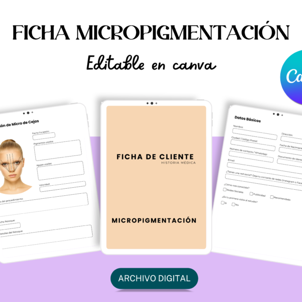 Plantilla editable CANVA - Ficha de Micropigmentación
