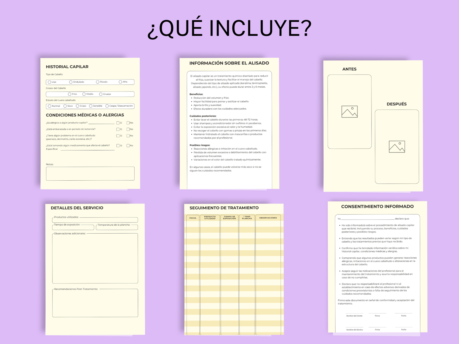 Plantilla editable CANVA - Ficha de Alisado Capilar - Imagen 2
