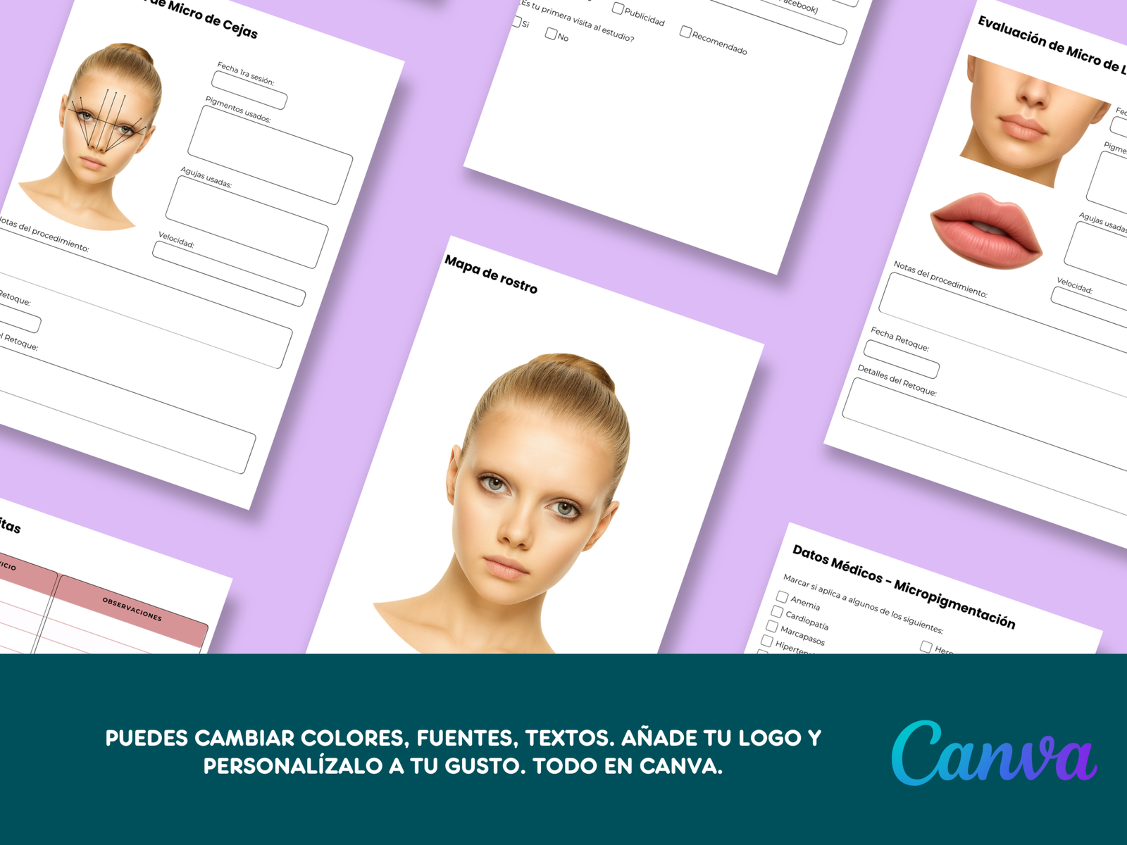 Plantilla editable CANVA - Ficha de Laminación Cejas y Pestañas - Imagen 3