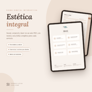 Ficha de Estética integral: facial, corporal y láser